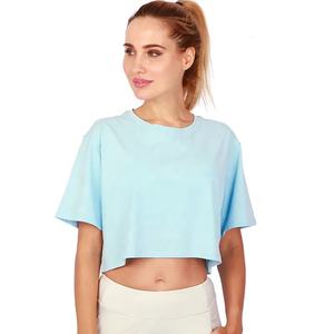 Summer Fashion <b>Women's</b> 100% Cotton T-Shirt Crop <b>Top</b> Puff Printing Sexy Shortsleeve Loose Fit Button Hole Applique Diamonds - Product Image 3