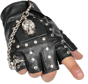 Guantes de Cuero Genuino Vintage de Invierno 2025 con Forro de Lana, Ecológicos, Cálidos y Elegantes con Tachuelas y Cadenas - Product Image 2