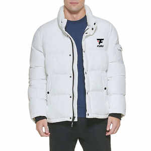 OEM Men's Winter Jacket Fashionable <b>100</b>% Polyester Woolen <b>Fabric</b> New Design Washed Quilted Jacket Bubble Zipper for Outdoor - Product Image 1