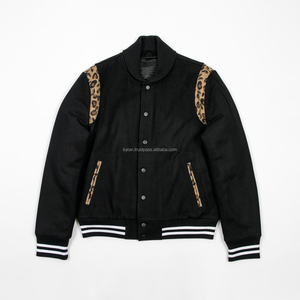 K-VJ-187 personnalisé hommes et femmes hiver Varsity Bomber veste Melton laine support broderie noir imprimé respirant coupe-vent - Product Image 1