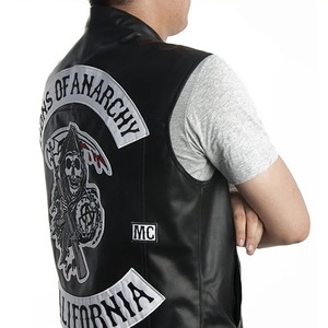 Nueva moda Pu cuero Rock Punk chaleco hombres Cosplay disfraz Color negro motociclista chaqueta sin mangas abrigo ropa - Product Image 3