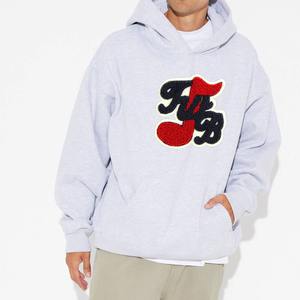 Streetwear High Quality Custom 100% Cotton Chenille Patch Embroidery Drop Shoulder Wholesale Chenille Embroidery <b>Hoodies</b> for <b>Men</b> - Product Image 2