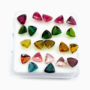 Pierre naturelle multi tourmaline coupe trillion pour bijoux à bricoler soi-même pierre de naissance pierres précieuses en vrac - Product Image 5