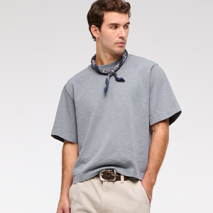 OEM Vente en gros T-shirt pour hommes à col ras du cou épais 100% coton T-shirt court personnalisé coupe carrée motif solide T-shirt court surdimensionné - Product Image 3