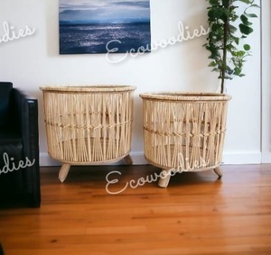 Rattan Planter Vintage Pot Set of 2 Wholesale High Quality Home and Garden Plastic Used with Flower/green Plant CLASSIC Round - Product Image 3