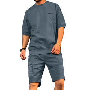 Conjunto de verano con estampado de alta calidad para hombre, ropa de calle, chándal informal para hombre, camiseta de manga corta, pantalones cortos, conjunto de 2 piezas para hombre - Product Image 3