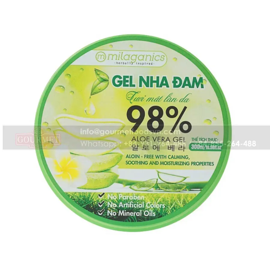 Hidratante milaganics 98% aloe vera, gel 300ml, resfriamento e suporte anti-envelhecimento, dá-lhe uma pele jovem suave