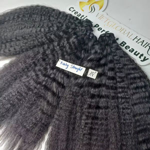 100% vierge brut Yaki crépus droite trame Extensions de cheveux Double dessiné chaud cuticule aligné brut vietnamien cheveux humains couleur claire - Product Image 6