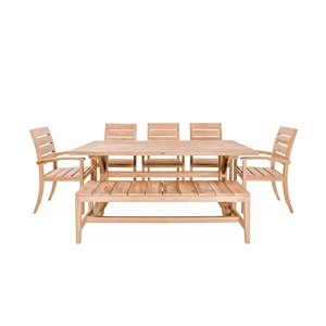 High Quality Garden <b>Dining</b> <b>Set</b> Solid Teak Wood Modern Outdoor <b>Dining</b> <b>Set</b> for 8 People <b>with</b> Solid Teak <b>Bench</b> Furniture - Product Image 1