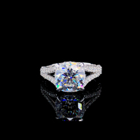 Premium-Kissenfassung mit im Labor gezüchtetem Diamantring aus 14 Karat massivem Gelbgold, glänzend poliertem Band, 1 Karat Verlobungsring, edler Schmuck.