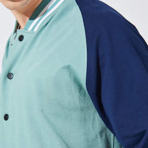 <b>Top</b> Trending Men Breathable <b>High</b> School Varsity College Jacket in Beryl Green Color With blue <b>LEATHER</b> sleeves Men Winter Jacket - Product Image 3
