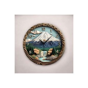 Reloj de pared de mesa de madera en relieve de 50cm con patrón de naturaleza colorido Regalo silencioso y perfecto para el hogar o la oficina - Product Image 6