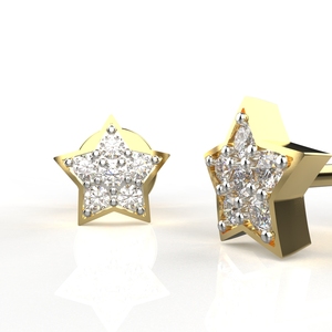 เครื่องประดับอัญมณี avarta 18K ต่างหูเพชรรูปดาวสีทอง - Product Image 3