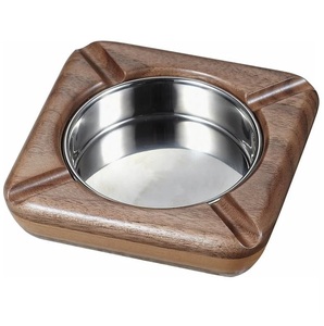 Vente en gros cendrier chic en bois et acier comptoir de table cendrier à cigarettes pour hôtel restaurant bureau à domicile intérieur extérieur - Product Image 1