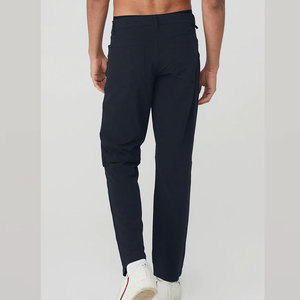 Pantalon de jogging décontracté pour homme, coupe droite, léger, taille élastique, polyester/coton, respirant, anti-plis, hiver, noir - Product Image 1