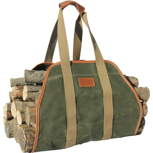 Sac à bois de chauffage robuste en toile cirée, sac de transport pour bûches, grand sac de transport pour bois de chauffage avec poignées, porte-bois de chauffage - Product Image 1