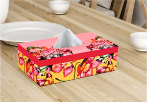 Hermosa caja de pañuelos impresa de madera hecha a mano clásica para uso en la mesa hogar cocina restaurantes oficinas - Product Image 2