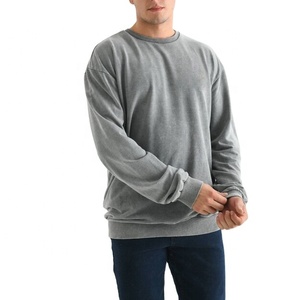 Sweat-shirt léger délavé à l'acide pour homme, 200 GSM, coton, col rond, décontracté, fabrication OEM sur mesure, marque privée - Product Image 3