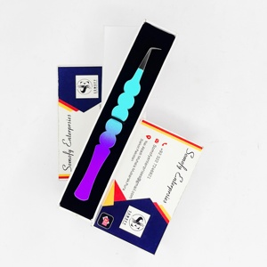 Pinzas para Pestañas de Acero Inoxidable con Recubrimiento en Polvo de Dos Tonos y Logotipo Personalizable, Punta Plateada Delgada de 90 Grados, 10 mm, Antiestáticas, Nuevo Agarre - Product Image 4