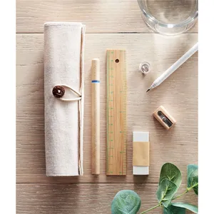 ECOSET Juego de Artículos de Escritura y Corrección Ecológicos, Bolsa de Yute de Algodón con Accesorios, Producto Ecológico - Product Image 2