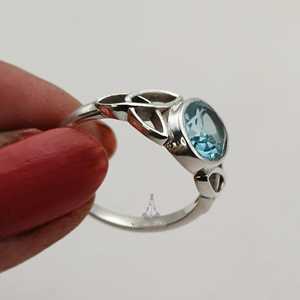 925 Sterling Silver Blue Topaz <b>Ring</b> Handmade <b>Celtic</b> Knot Design with Natural Blue Oval Gemstone December Birthstone Jewelry - Product Image 5