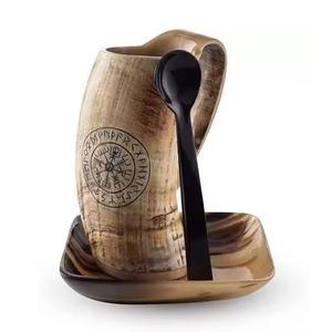 Taza de cuerno para beber Natural hecha a mano antigua Medieval diseño tallado vikingo jarra de percolador altamente acabada - Product Image 5