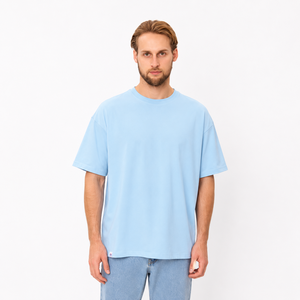 Camiseta de Algodón para Hombre, Estilo Urbano, Corte Holgado, Premium, Informal, Transpirable, Color Liso - Product Image 1