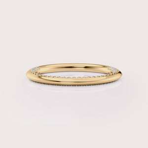 IGI Certified Lab Grown Round Diamond Hidden Pave Wedding Band 9K Rose / White & Yellow Gold Slim Diamond <b>Ring</b> - Product Image 2