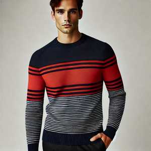 Pull-over en tricot respirant pour homme, style décontracté, col rond, coupe slim, nouvelle collection automne-hiver, vente en gros - Product Image 1