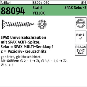 Tornillos SEKO Point PZ 3x20/16-Z de Acero Amarillo, Paquete de 1000, SPAX - Product Image 1