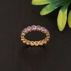 แหวนพลอยหัวใจ4มม. สีเงินสเตอร์ลิงสีม่วงอเมทิสต์925 - Product Image 2