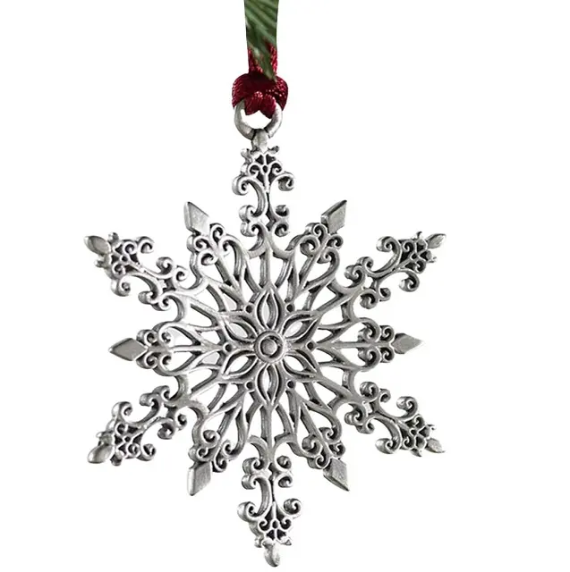 Direct Factory Wholesale Metal Snow Flake With Silver Finished Indoor Outdoor Christmas Tree Decorative Hanging Star Elegant