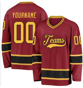 Maillots de hockey sur glace personnalisés en polyester interlock meilleure qualité de chemise à broderie tenue d'équipe style avec nom OEM - Product Image 2