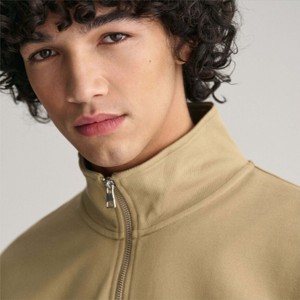 Femmes hommes quart fermeture éclair solide pull polaire sweat 100% coton demi fermeture éclair ample décontracté hiver porter uni teint - Product Image 5