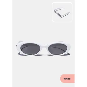 Occhiali Ovali Chic Vintage Trendy Arancione Oro Bianco Trasparente Verde con Logo 3D in Metallo, Lenti Polarizzate Sfumate Leggere Stile Occhio di Gatto - Product Image 3