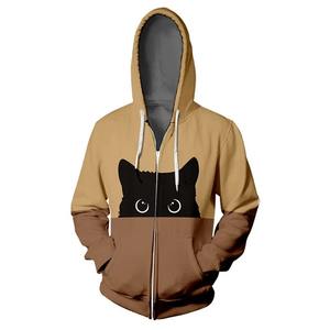 Gato patrón Zip Up Hoodie moda Casual manga larga hombres mujeres 3D impreso cremallera sudaderas tendencia Simple sudaderas - Product Image 2