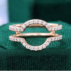 Vente en gros de bijoux fins Bague originale en argent étourneau 925 Bague en argent pur plaqué or rose Bague de mariage double incurvée - Product Image 1