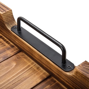 Bandeja de Almacenamiento Rústica de Madera con Asas Metálicas Resistentes, Borde Elevado Profundo, Diseño Elegante, Ideal para Café, Desayuno y Decoración del Hogar - Product Image 4