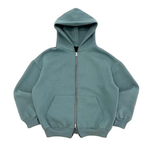 Sudadera con capucha de lavado ácido personalizada de alta calidad 100% algodón peso pesado hombro caído doble cremallera Sudadera con capucha de lavado ácido - Product Image 2
