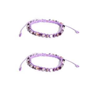 Bracelet gardénia haut de gamme pour femme en cordon macramé violet doux bijoux réglables faits à la main meilleure pièce pour cadeau ou mode - Product Image 2