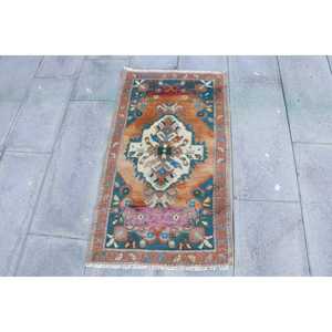 Alfombra de 2x3.5 pies, Alfombra Turca Vintage Pequeña, Alfombra de Lana Azul - Product Image 1