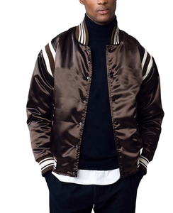 Veste bomber pour homme en toile de polyester satiné 100% de haute qualité avec logo personnalisé en gros - Product Image 1
