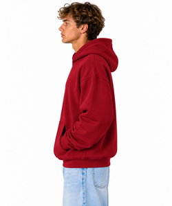 Sweat à capuche rouge surdimensionné pour homme en polaire polyester/coton, décontracté, avec poches, pour l'hiver, ODM - Product Image 3
