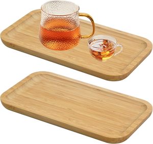 Élégant plateau de service en bois de couleur naturelle avec poignées pour le petit-déjeuner, le café, les collations ou les fêtes-Décoration intérieure - Product Image 3