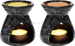 Đen gốm tinh dầu Burner tealight người giữ ngọn nến trang trí hương thơm khuếch tán - Product Image 4