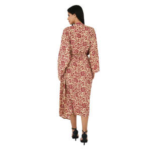 Conjunto de Kimono y Camisola de Seda para Mujer, Color Beige Rojo con Estampado Floral, Camisola con Estampado Floral, Talla Única, Traje de Baño - Product Image 6