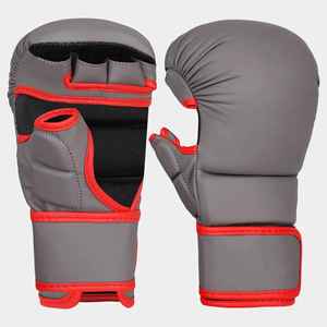 Venta al por mayor de cuero de vaca real MMA guantes de medio dedo 8oz 14oz 16oz tamaños guantes de Kick Boxing para adultos patrón impreso - Product Image 1