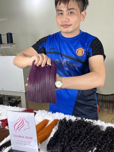 Extensions de cheveux vierges vietnamiennes Remy, lisses, couleur violet, mèches doubles, cheveux humains, cheveux bruts - Product Image 6