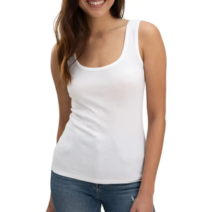 Camiseta sin mangas de punto acanalado transpirable para mujer, corte ajustado, cuello redondo, licra/poliéster, sexy, informal, de verano, de secado rápido - Product Image 2