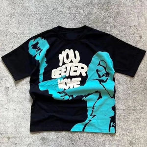 T-Shirt unisexe en jersey 100% coton Logo personnalisé sérigraphié Impression numérique à motif solide OEM ODM noir longue longueur lourd - Product Image 3